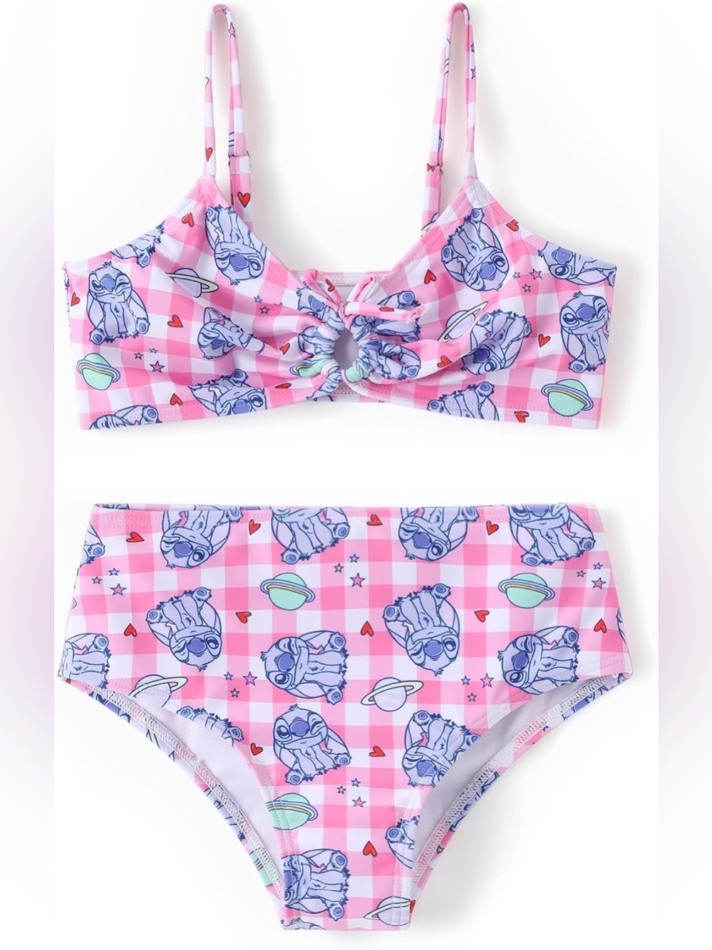 NWT 3T Disney PatPat Pink Girl's Stitch Two-Piece Swim Set